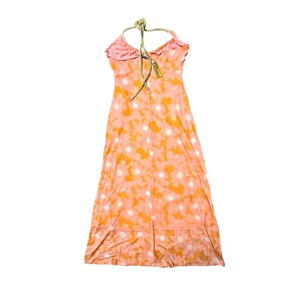 Alexia Admor Orange Floral Halter Maxi Dress W/ Rope Detail Womens M - Picture 3 of 9